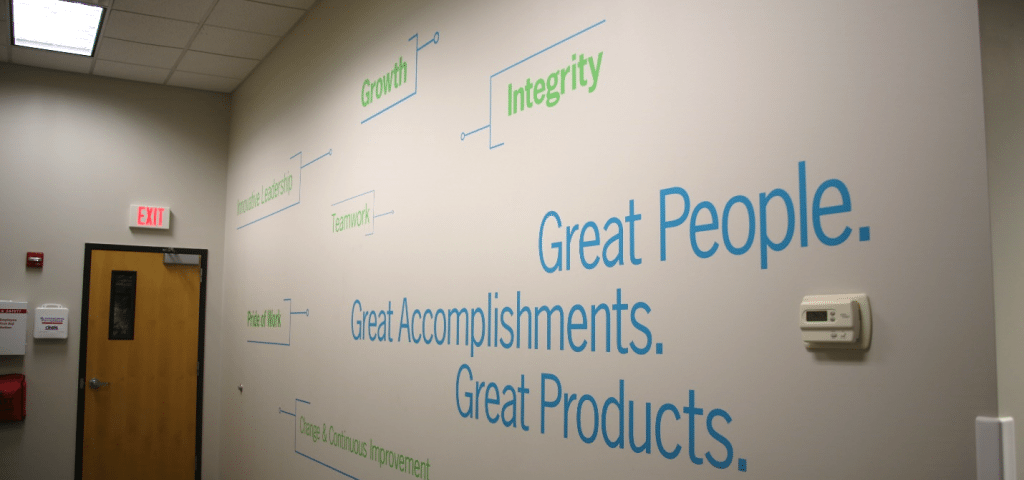 Wall graphics and stencils for rauland vinyl offices