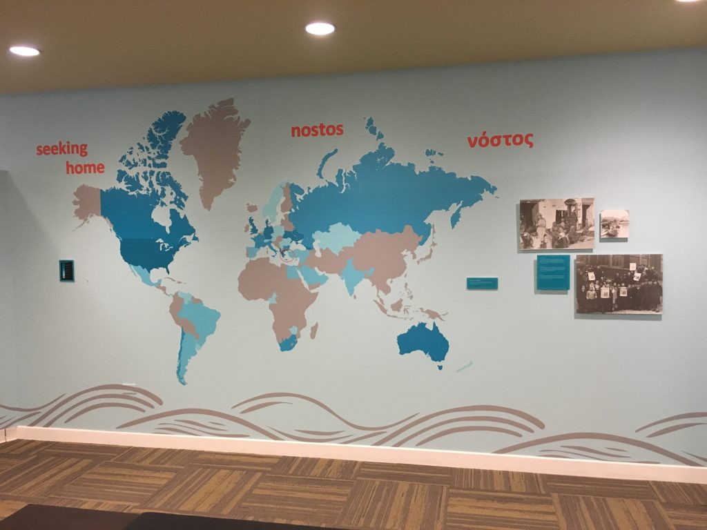 Custom self-adhesive Vinyl Cutout Map of the World at the National Hellenic Museum